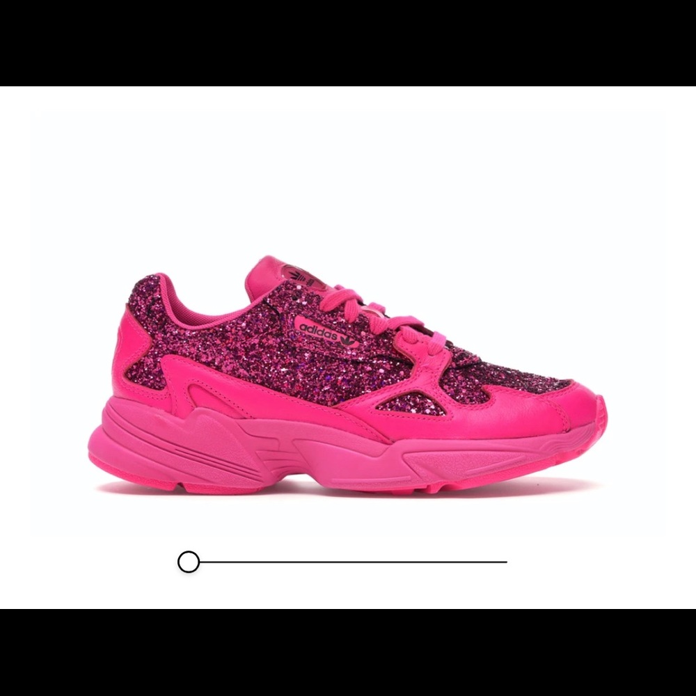 Adidas pink glitter falcon sneaker